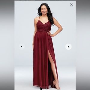 FORMAL GOWN- CITY TRIANGLES glitter lace bodice stretch gown